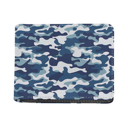 Blue And White Camouflage Print Bifold Wallet