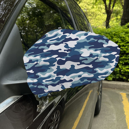 Blue And White Camouflage Print Car Side Mirror Covers