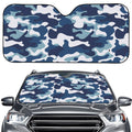 Blue And White Camouflage Print Car Windshield Sun Shade
