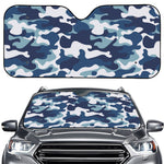 Blue And White Camouflage Print Car Windshield Sun Shade