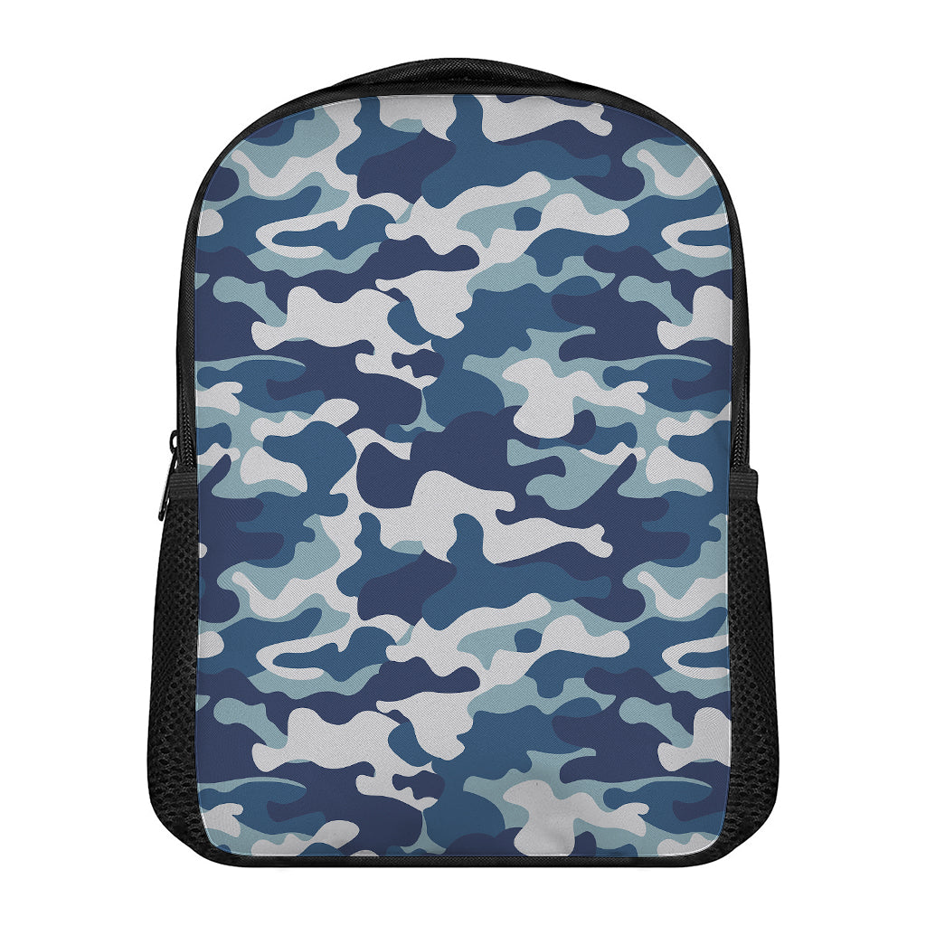 Blue And White Camouflage Print Casual Backpack