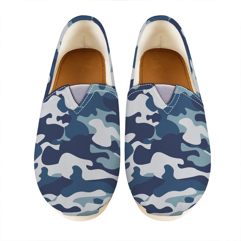 Blue And White Camouflage Print Casual Shoes