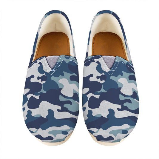 Blue And White Camouflage Print Casual Shoes