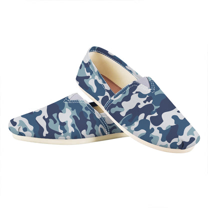 Blue And White Camouflage Print Casual Shoes