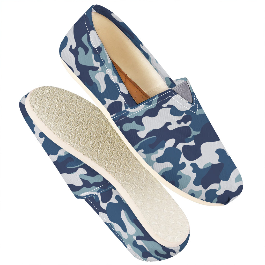 Blue And White Camouflage Print Casual Shoes
