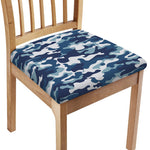 Blue And White Camouflage Print Chair Cushion Cover