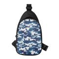Blue And White Camouflage Print Sling Bag