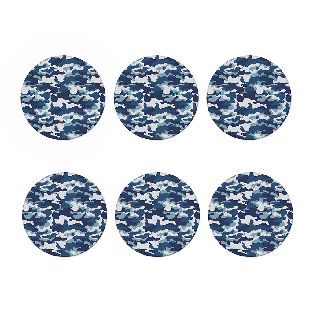 Blue And White Camouflage Print Coaster Set