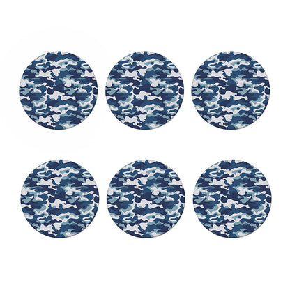 Blue And White Camouflage Print Coaster Set
