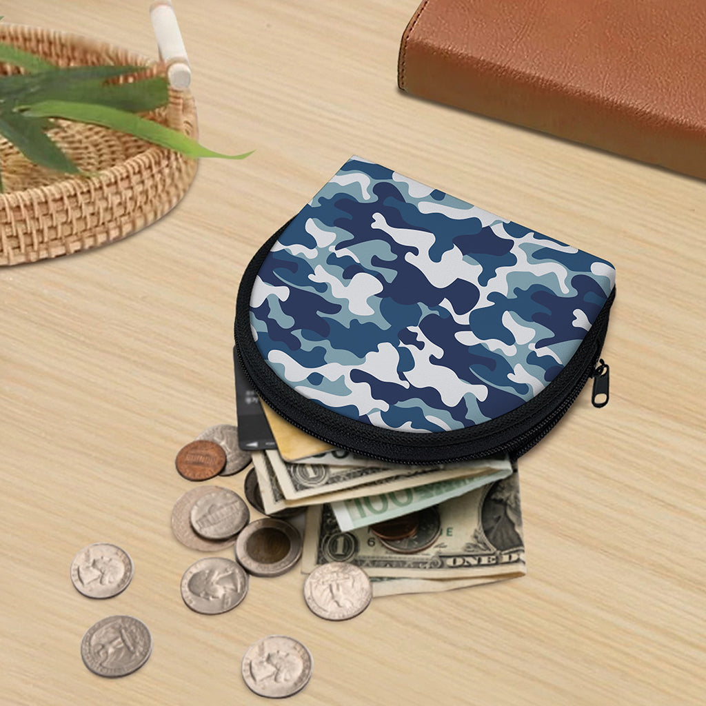 Blue And White Camouflage Print Coin Purse