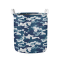 Blue And White Camouflage Print Collapsible Laundry Basket
