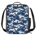 Blue And White Camouflage Print Crossbody Lunch Bag