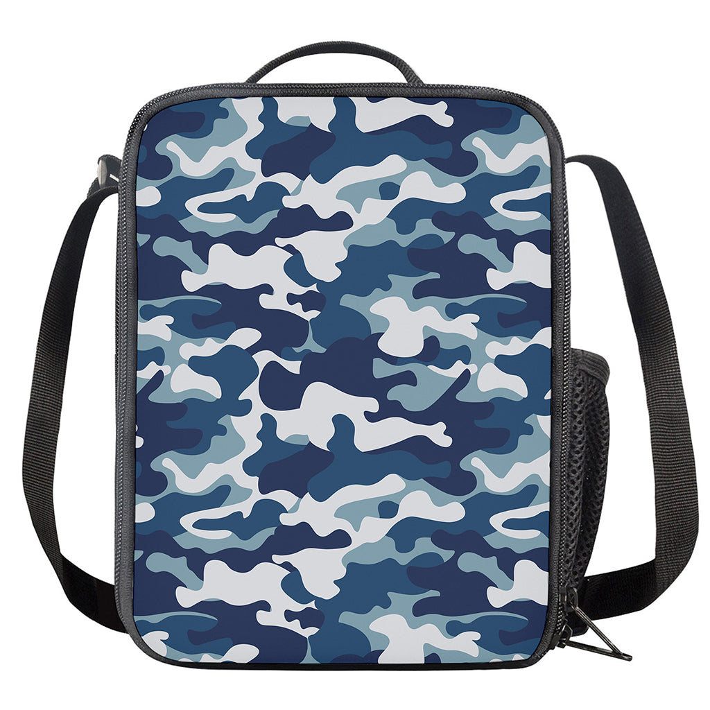 Blue And White Camouflage Print Crossbody Lunch Bag
