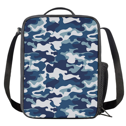 Blue And White Camouflage Print Crossbody Lunch Bag