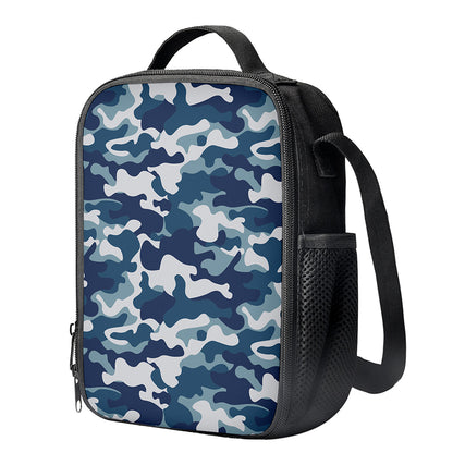 Blue And White Camouflage Print Crossbody Lunch Bag