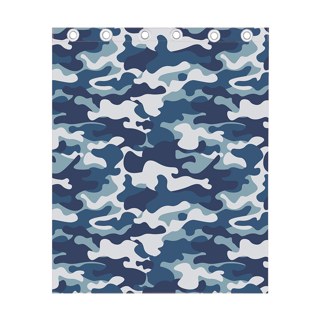 Blue And White Camouflage Print Curtain