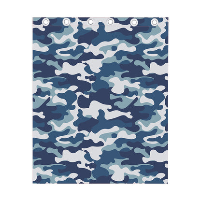 Blue And White Camouflage Print Curtain