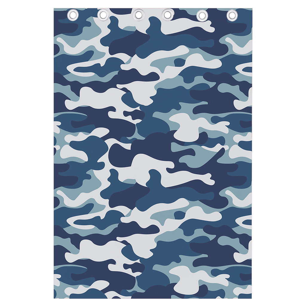 Blue And White Camouflage Print Curtain