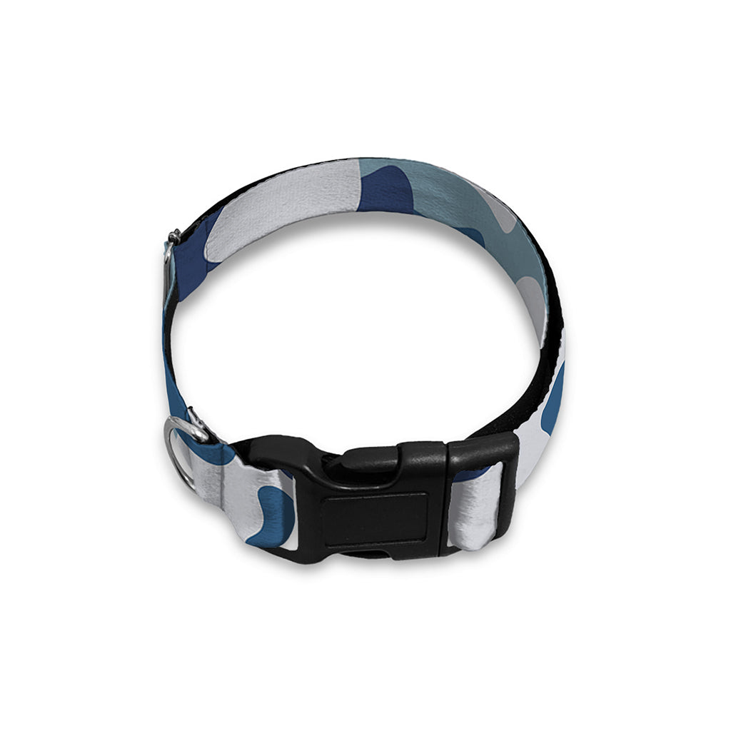 Blue And White Camouflage Print Dog Collar
