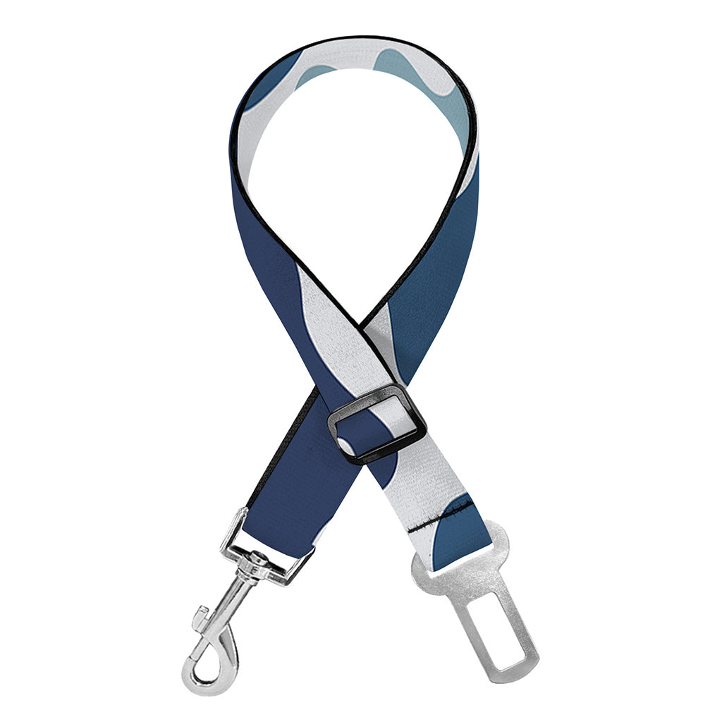 Blue And White Camouflage Print Dog Seat Belt