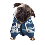 Blue And White Camouflage Print Dog Zip Up Hoodie
