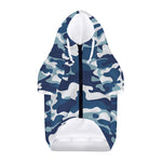 Blue And White Camouflage Print Dog Zip Up Hoodie