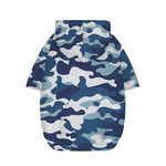 Blue And White Camouflage Print Dog Zip Up Hoodie