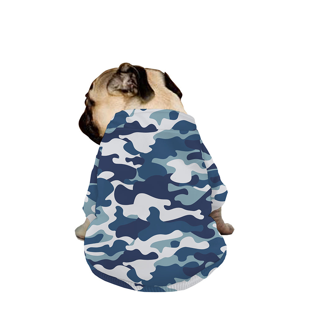 Blue And White Camouflage Print Dog Zip Up Jacket