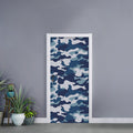 Blue And White Camouflage Print Door Sticker