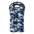 Blue And White Camouflage Print Double Neoprene Wine Tote