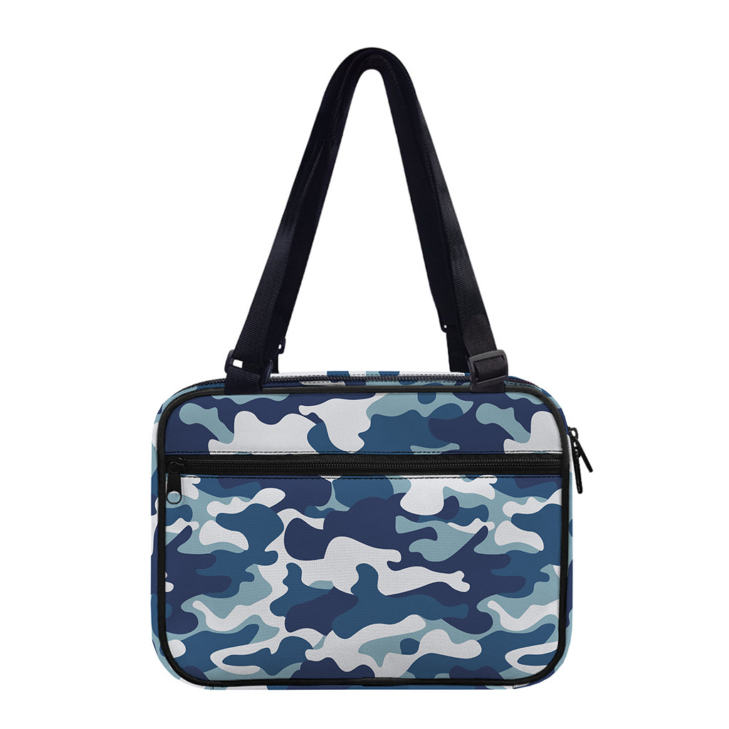 Blue And White Camouflage Print Double Strap Bible Bag