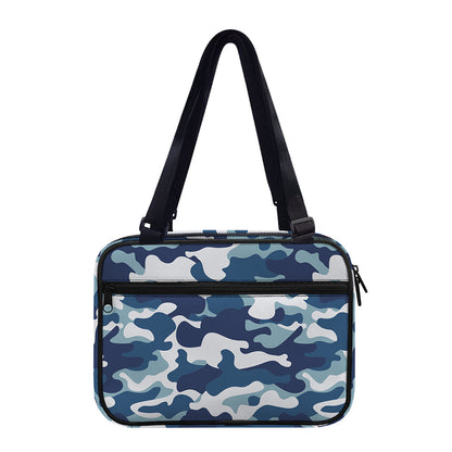 Blue And White Camouflage Print Double Strap Bible Bag