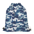 Blue And White Camouflage Print Drawstring Bag