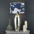 Blue And White Camouflage Print Drum Lamp Shade