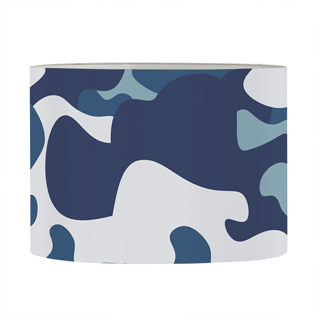 Blue And White Camouflage Print Drum Lamp Shade