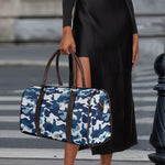 Blue And White Camouflage Print Duffle Bag