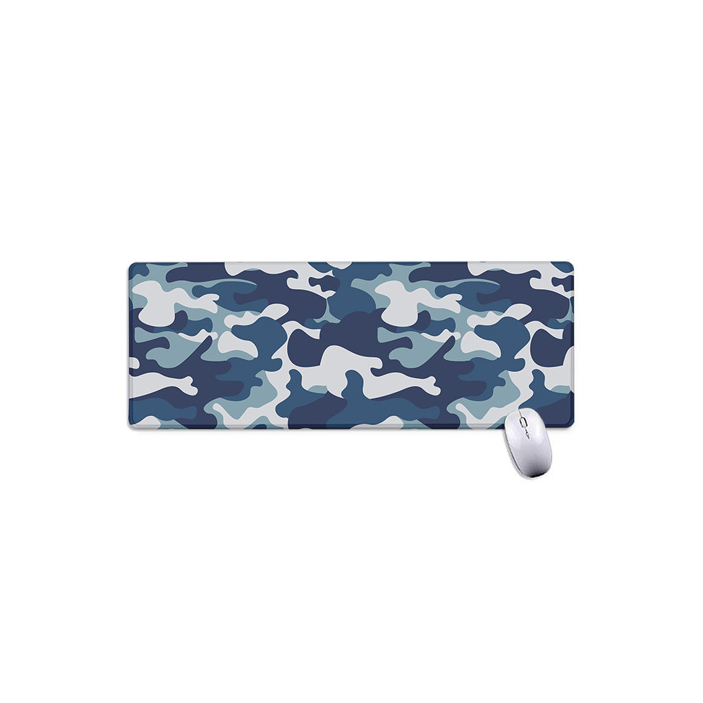 Blue And White Camouflage Print Extended Mouse Pad