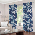 Blue And White Camouflage Print Extra Wide Grommet Curtains