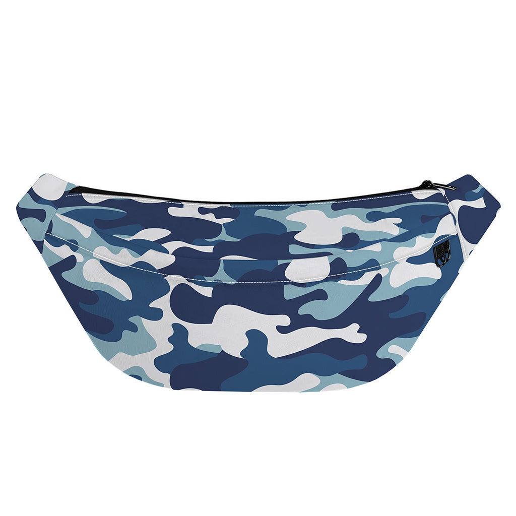 Blue And White Camouflage Print Fanny Pack