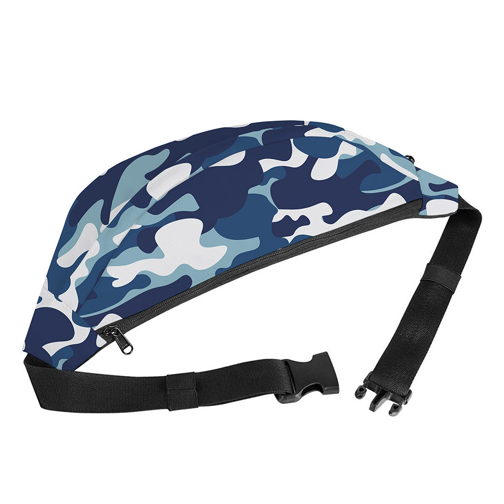Blue And White Camouflage Print Fanny Pack