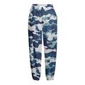 Blue And White Camouflage Print Fleece Lined Knit Pants