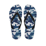Blue And White Camouflage Print Flip Flops