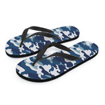 Blue And White Camouflage Print Flip Flops