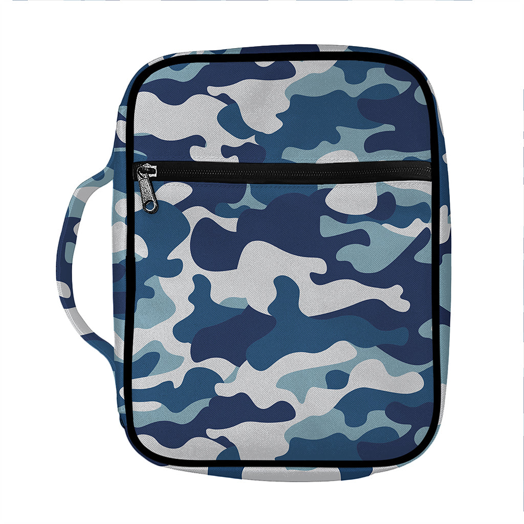 Blue And White Camouflage Print Front Pocket Bible Bag