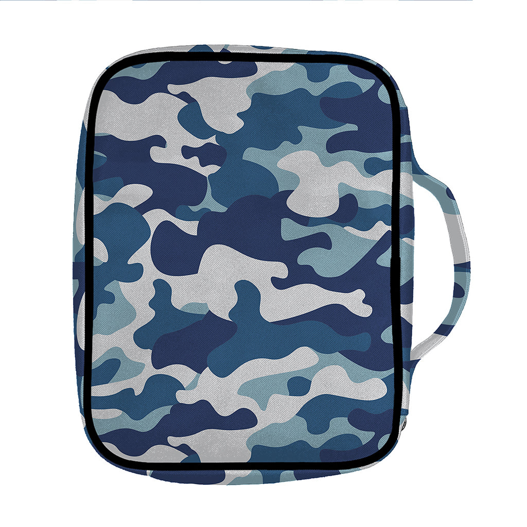 Blue And White Camouflage Print Front Pocket Bible Bag