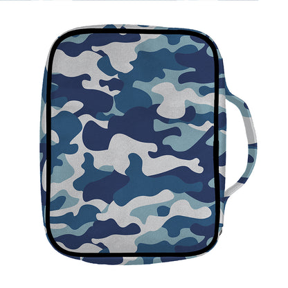 Blue And White Camouflage Print Front Pocket Bible Bag