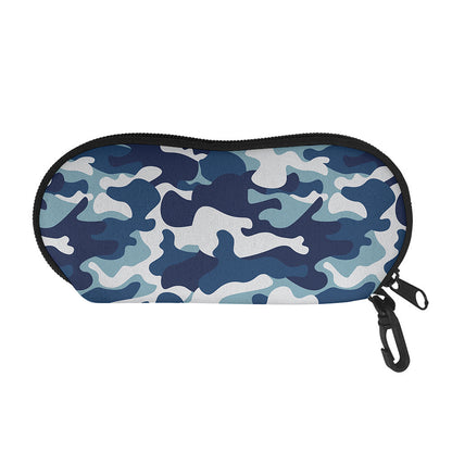 Blue And White Camouflage Print Glasses Case