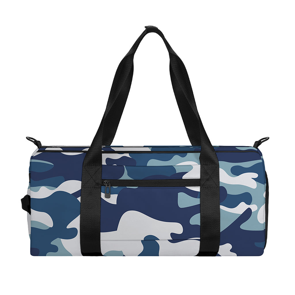 Blue And White Camouflage Print Gym Bag