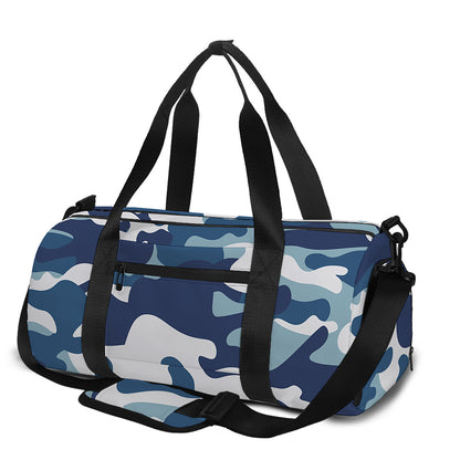 Blue And White Camouflage Print Gym Bag