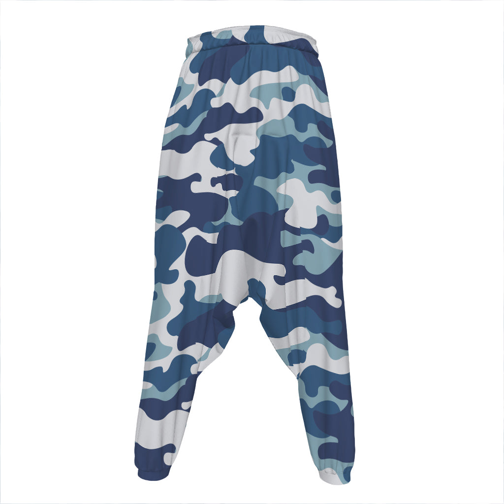 Blue And White Camouflage Print Hammer Pants
